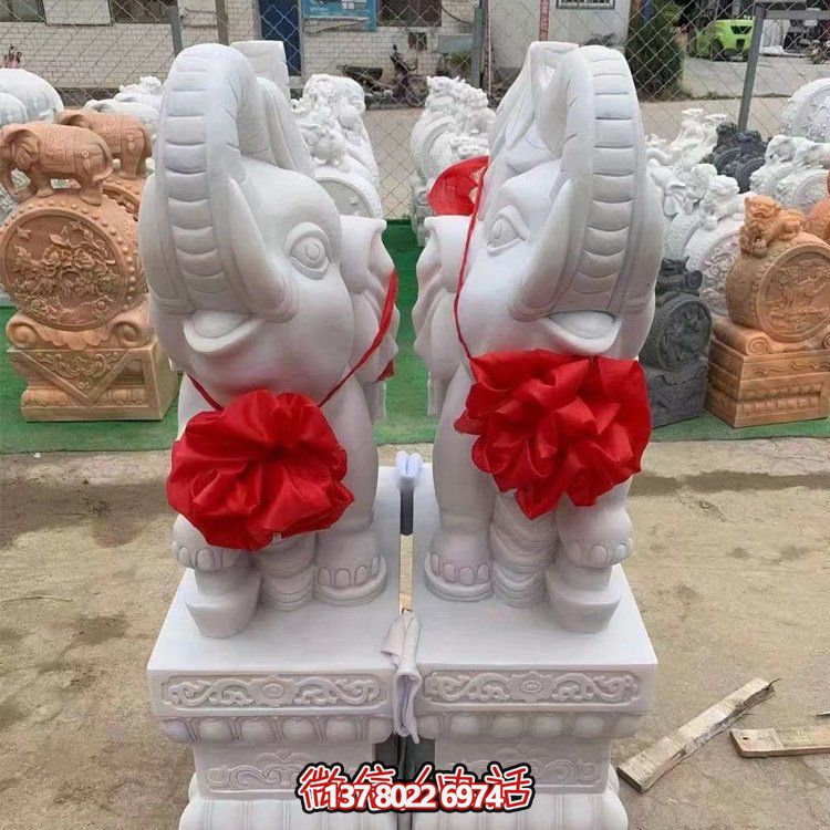 大理石石雕別墅門口小區(qū)大象雕塑