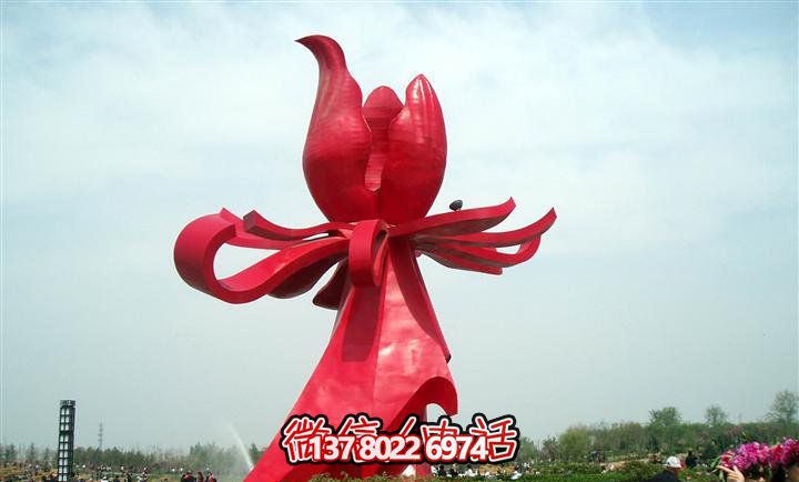 大型紅色不銹鋼雕塑紫荊花，給你的廣場帶來美景