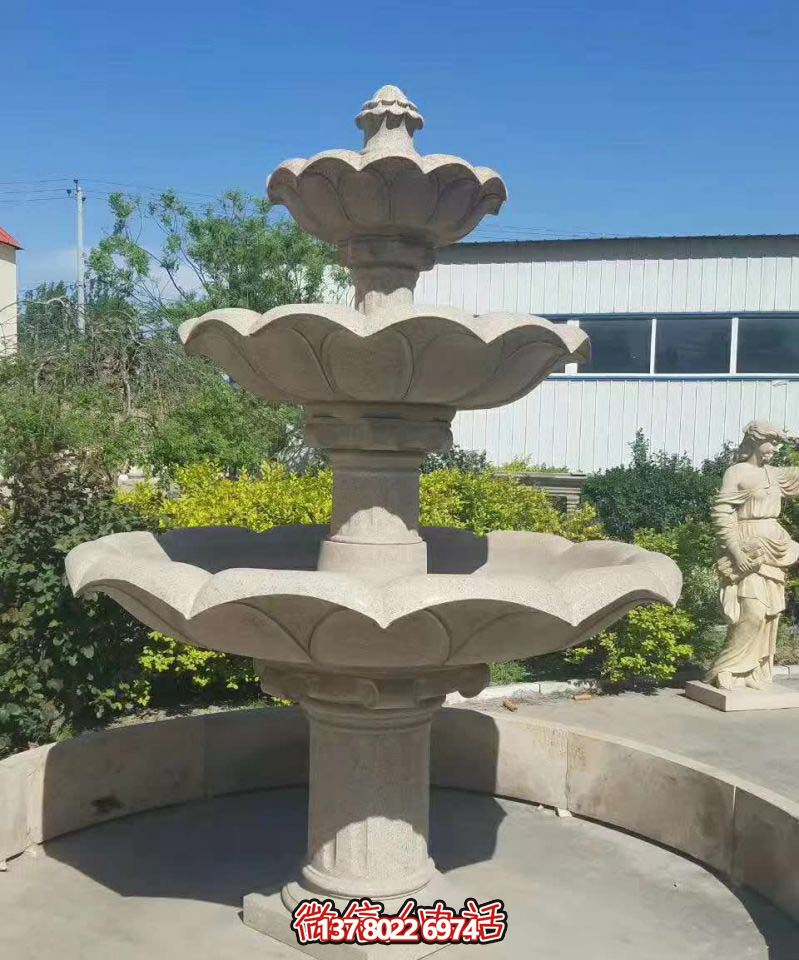 多層噴泉雕塑，裝點(diǎn)工廠區(qū)