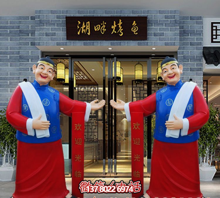 玻璃鋼精美彩繪迎賓雕塑，為您的酒店門口增添藝術氣息