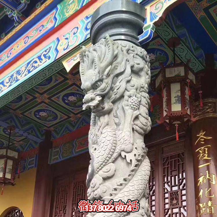精美仿古園林，花崗巖石龍盤柱點(diǎn)綴