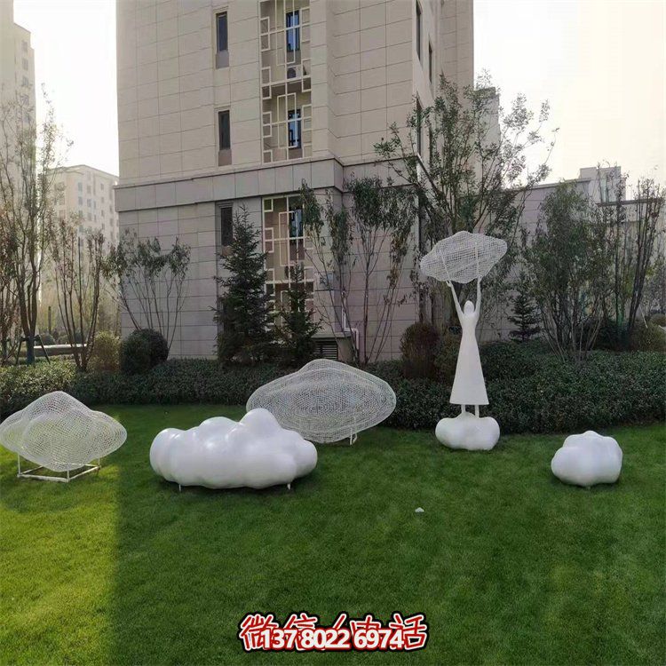不銹鋼創(chuàng)意鏤空戶外園林祥云雕塑——美景美事，祈愿福氣