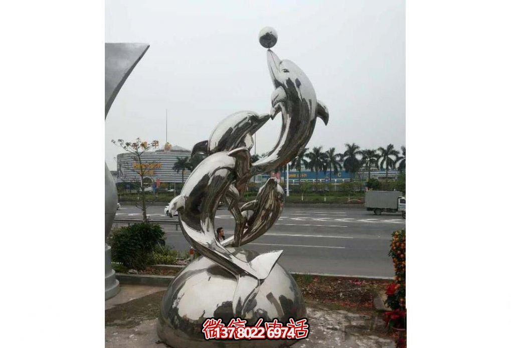 不銹鋼海豚雕塑，玩起來(lái)讓街道飛躍！