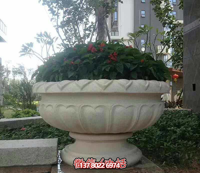 精美巨型大理石石雕花盆雕塑，讓你的別墅街道更加精彩
