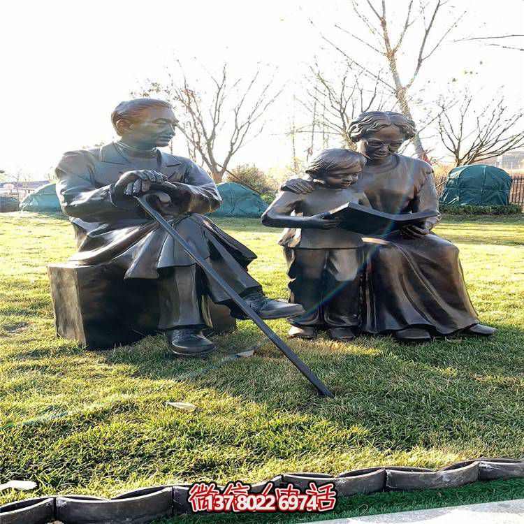 仿銅民俗人物雕塑，玻璃鋼裝飾公園戶外