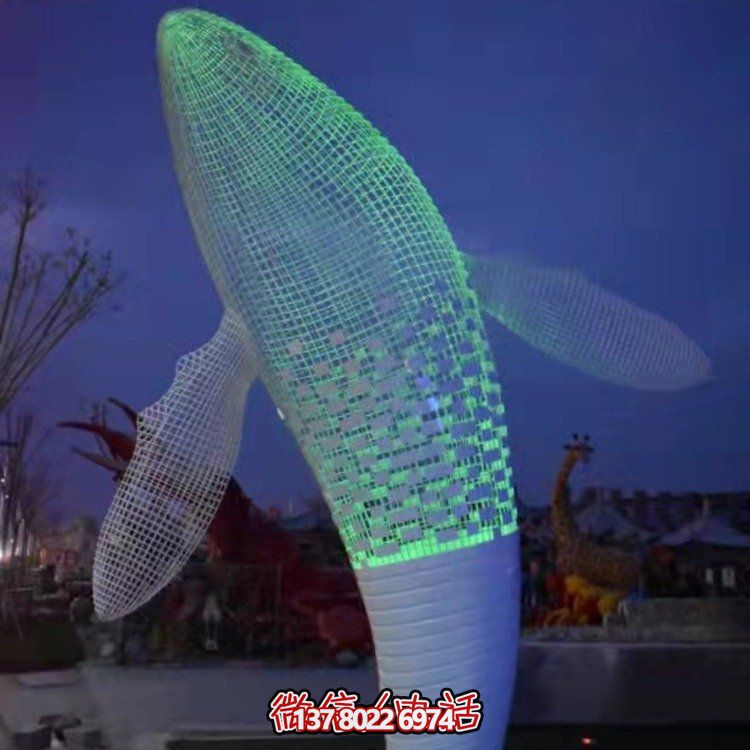 不銹鋼鯨魚雕塑景觀，營造完美空間氛圍