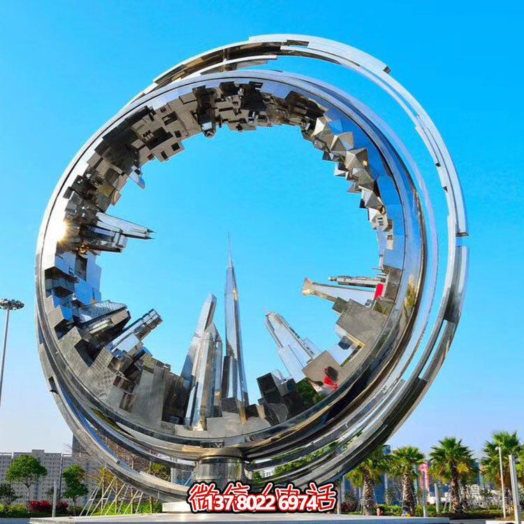 不銹鋼抽象齒輪雕塑，點綴園林景觀