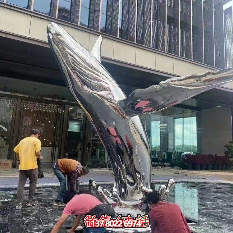 大型不銹鋼鏤空魚類擺件，為戶外水景商場售樓部裝飾