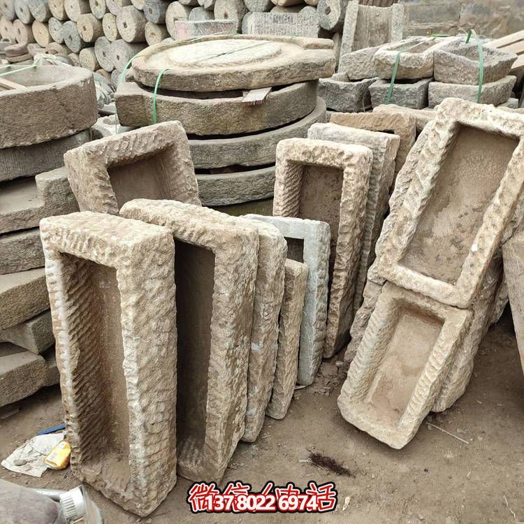 經(jīng)典石雕老石槽，點綴青石園林景觀
