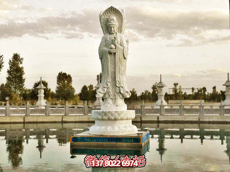 大型漢白玉石雕觀音雕塑，讓你的戶外景區(qū)更加完美
