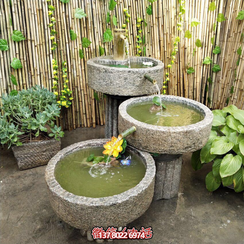 戶外石磨流水景觀擺件，讓你的庭院變得更加美輪美奐