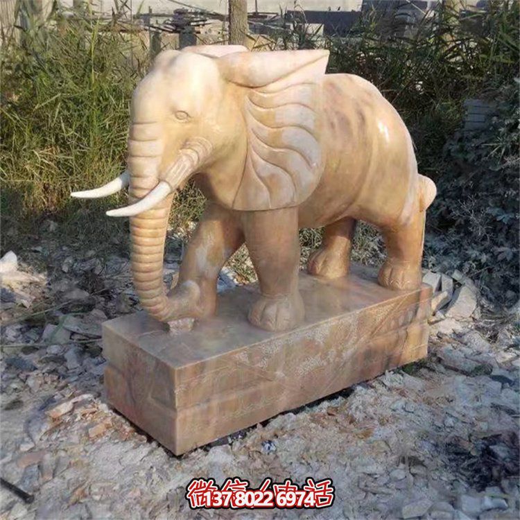自然石材雕塑，吉祥大象守護(hù)家門