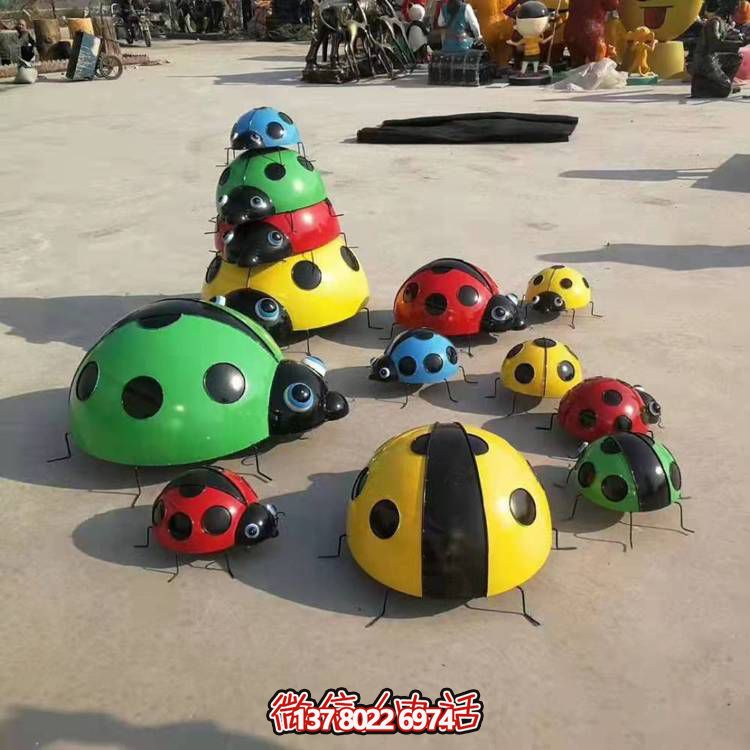 七星仿真玻璃鋼瓢蟲雕塑，園林景觀裝飾