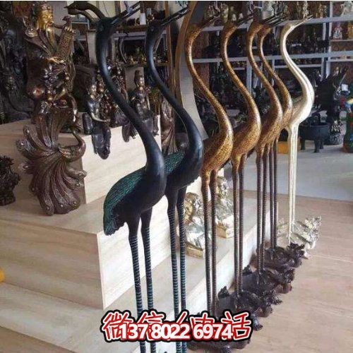 精美銅雕擺件，裝飾園林景區(qū)的丹頂鶴雕塑