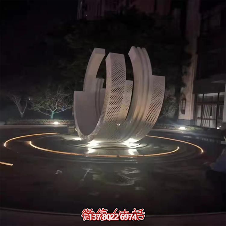 不銹鋼噴泉雕塑裝飾擺件，點(diǎn)綴售樓小區(qū)的美麗