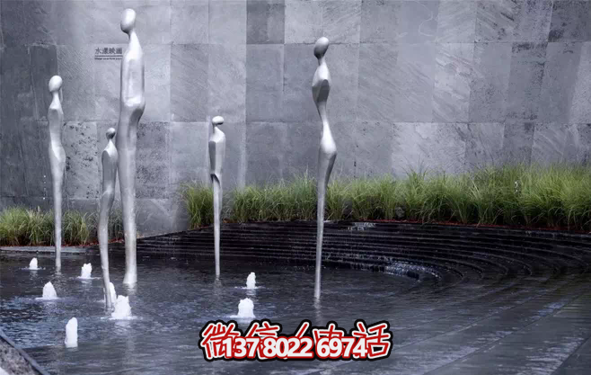 不銹鋼抽象噴泉雕塑，景觀創(chuàng)意裝置
