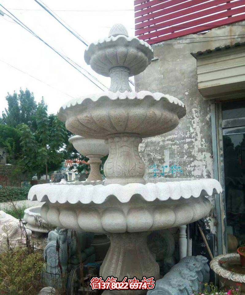 精美多層石雕景觀噴泉，打造完美公園