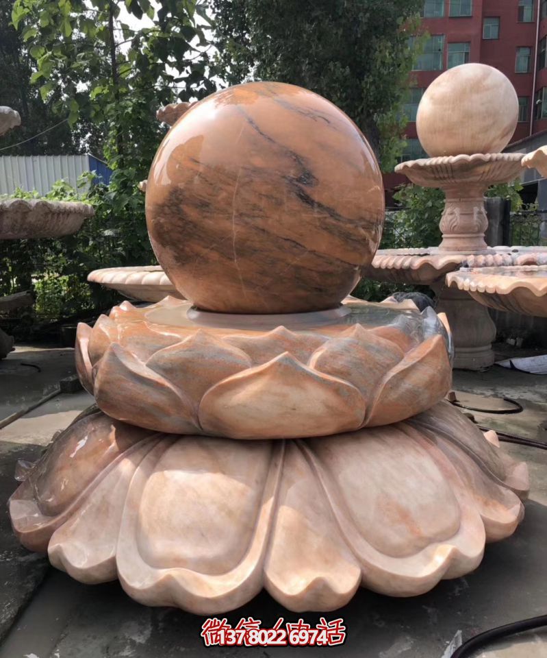 萬(wàn)象景觀石雕——融合晚霞紅、蓮花風(fēng)水球、雕塑別墅，讓您的景觀更加美麗