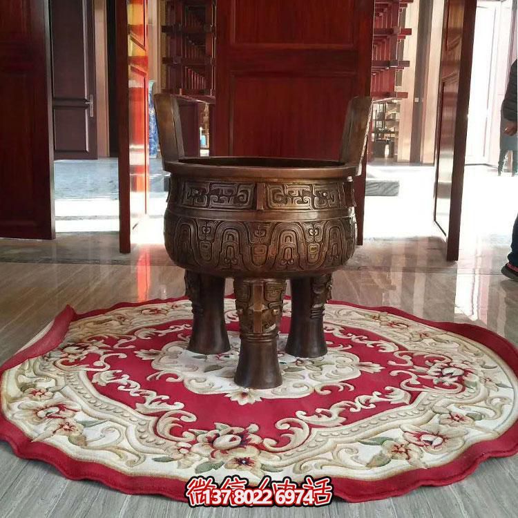 純銅鼎仿古香爐擺件，圓潤家居裝飾