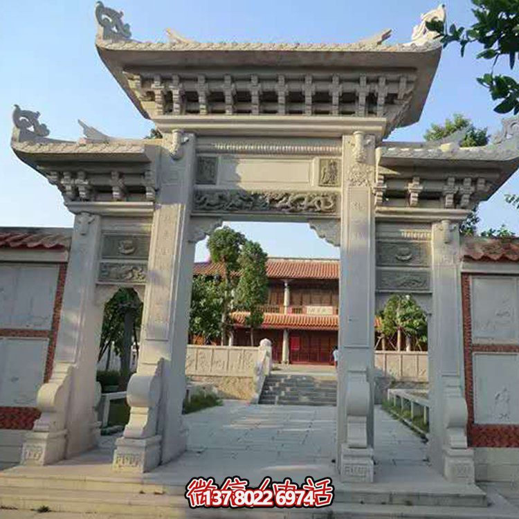 精美大理石石雕景區(qū)園林，大型門樓牌坊雕塑