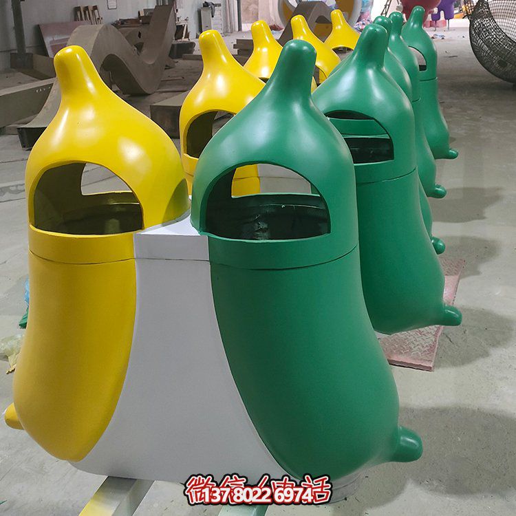 創(chuàng)意玻璃鋼垃圾桶，家庭園林裝飾擺件