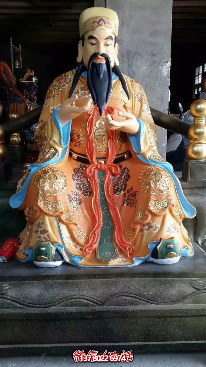 精美供奉財(cái)神雕塑，玻璃鋼彩繪絢麗奪目