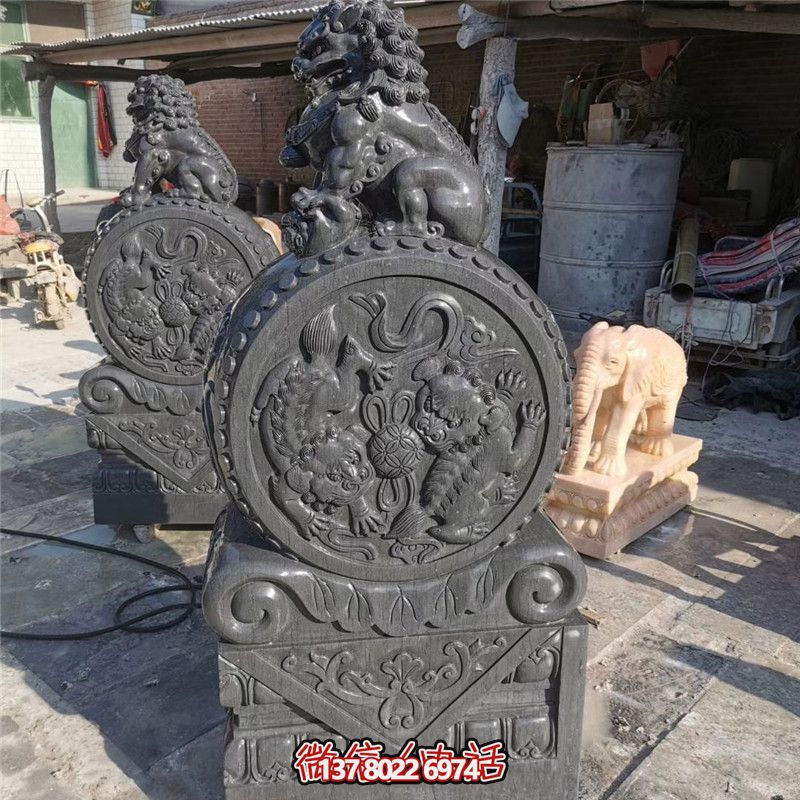 中式仿古石雕大理石鼓門墩擺件 中式仿古石雕大理石鼓門墩擺件