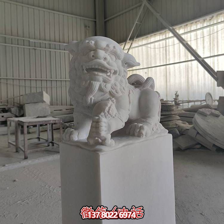 精美大理石石雕石獅子擺件，裝點(diǎn)庭院門(mén)口