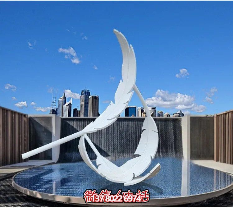 大型不銹鋼鏡面羽毛雕塑，創(chuàng)意園林景觀裝置