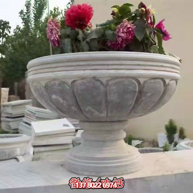 精美大理石石雕花缽，讓您的別墅、小區(qū)、戶外更加美觀