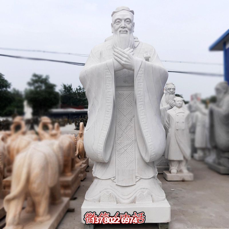漢白玉孔子雕塑傳承中華文化，融入創(chuàng)意景區(qū)