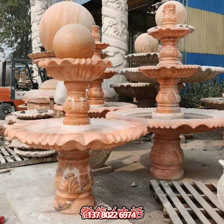 紅晚霞中式二層風(fēng)水球，讓你的庭院擺放流水轉(zhuǎn)運(yùn)風(fēng)水