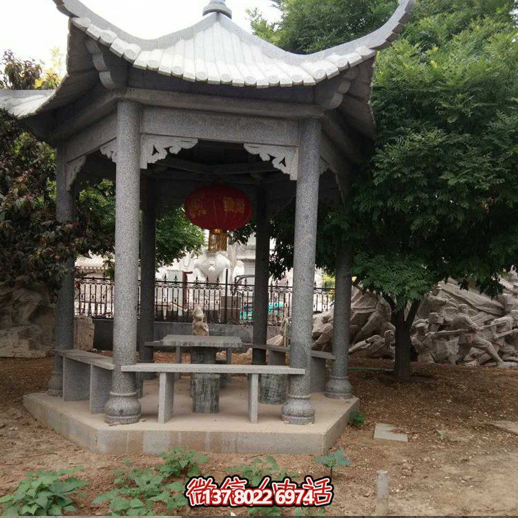 精美青石雕刻仿古中式?jīng)鐾?，裝點精美公園戶外
