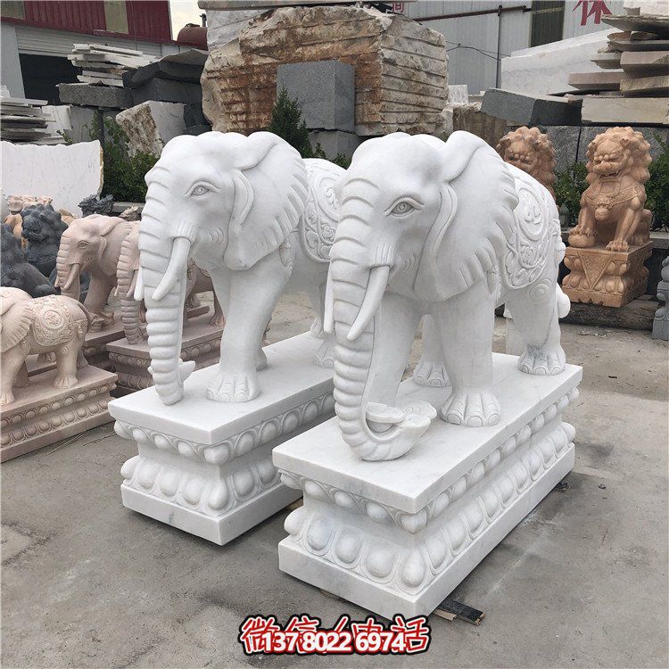 大理石石雕大型動物雕塑，點(diǎn)綴庭院別墅門口