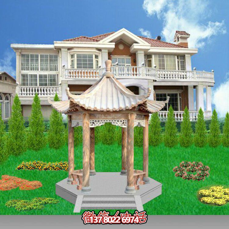 中式風(fēng)格涼亭，寧靜休息，美景欣賞