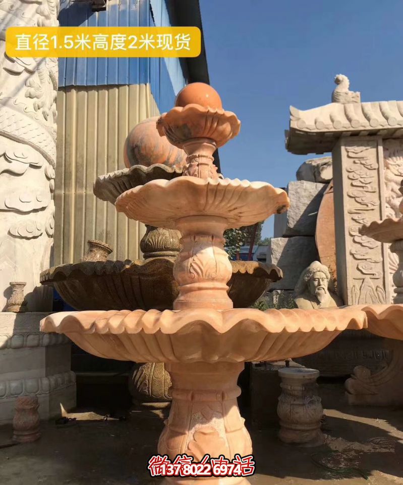 紅色晚霞風(fēng)水球石雕景觀噴泉，點(diǎn)亮小區(qū)美景