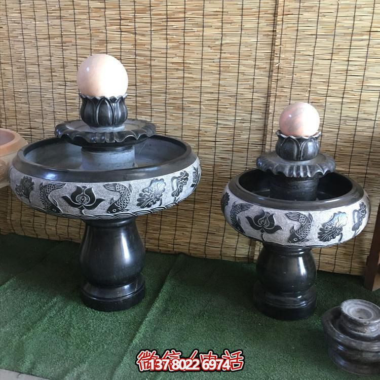 小型黑色大理石風(fēng)水招財擺件，室內(nèi)辦公家用