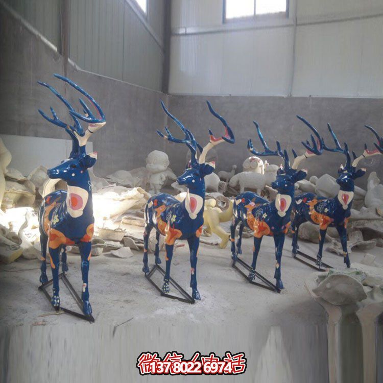玻璃鋼梅花鹿彩繪擺件，把園林景觀裝點(diǎn)出夢幻色彩