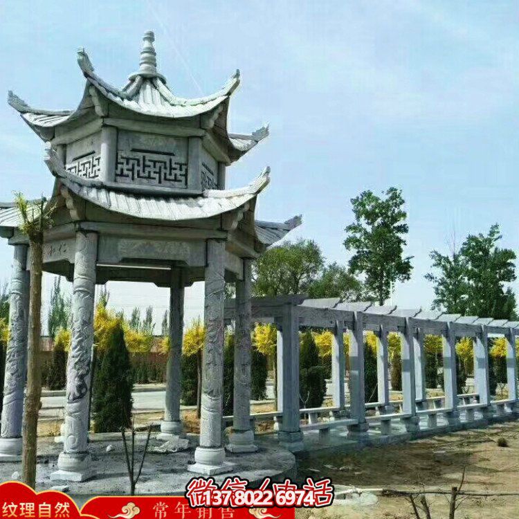 甄選優(yōu)質(zhì)大理石雙層涼亭，精美絕倫的雕塑美景