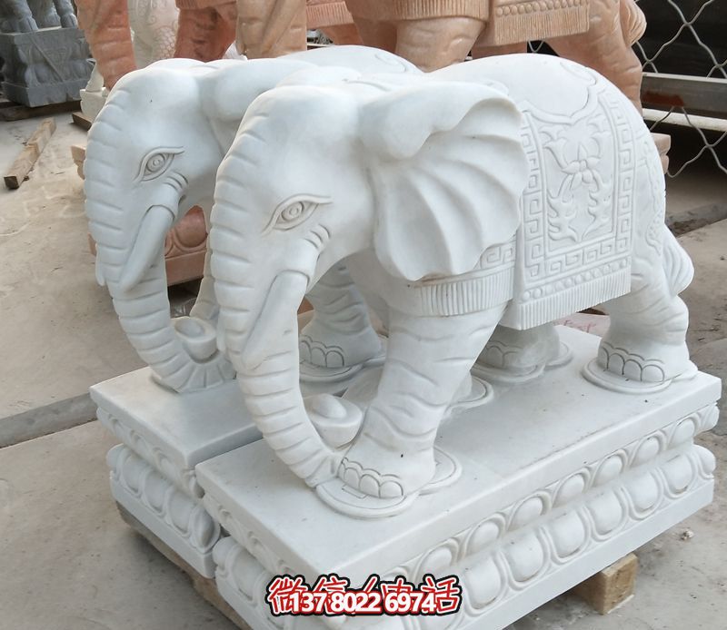 漢白玉雕塑，招財大象，令您鎮(zhèn)宅景區(qū)庭院更加迷人