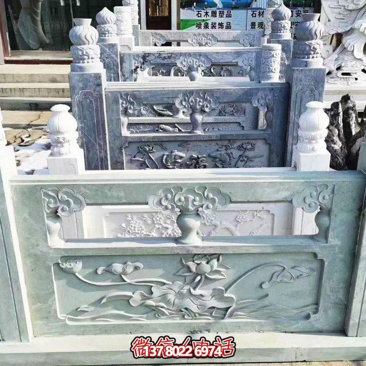 河道橋梁石雕欄桿雕塑戶(hù)外庭院仿古浮雕擺件