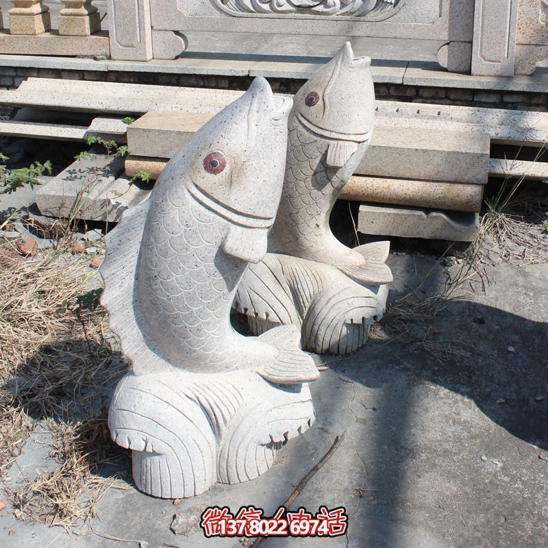 公園廣場(chǎng)鯉魚吐水景觀石雕噴泉