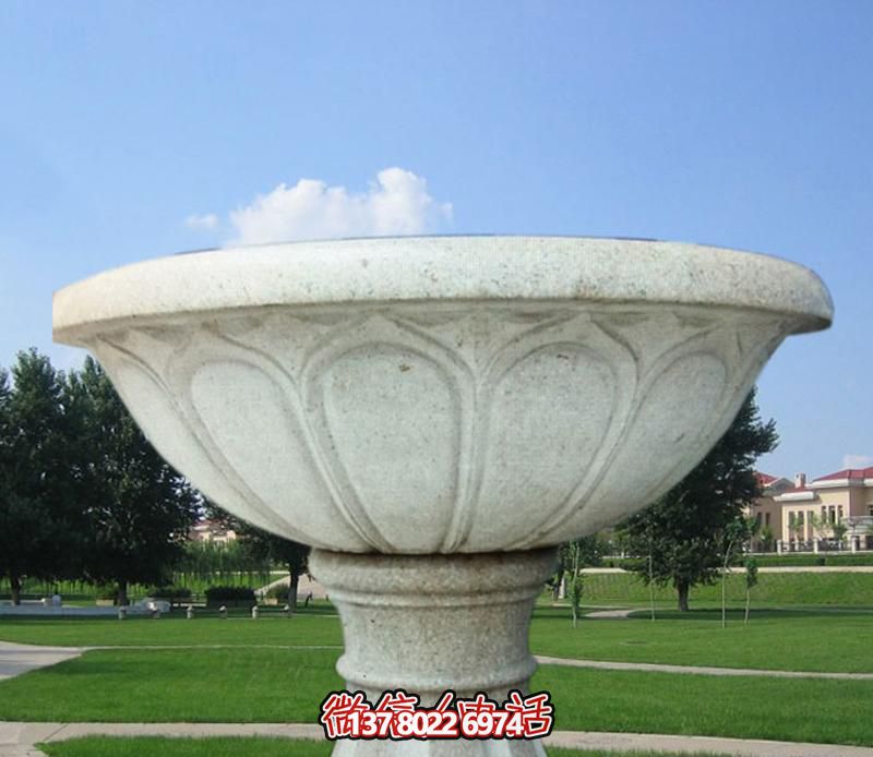 大理石花缽戶外景觀大型擺件花盆雕塑 大理石花缽戶外景觀大型擺件花盆雕塑