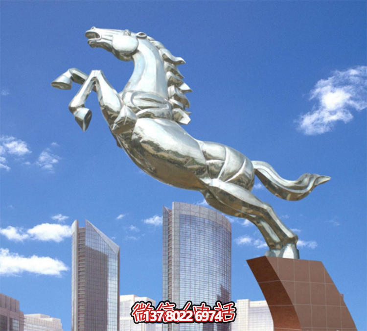 不銹鋼馬兒雕塑，鏡面騰空的馬兒雕塑，企業(yè)精神標(biāo)識(shí)標(biāo)志