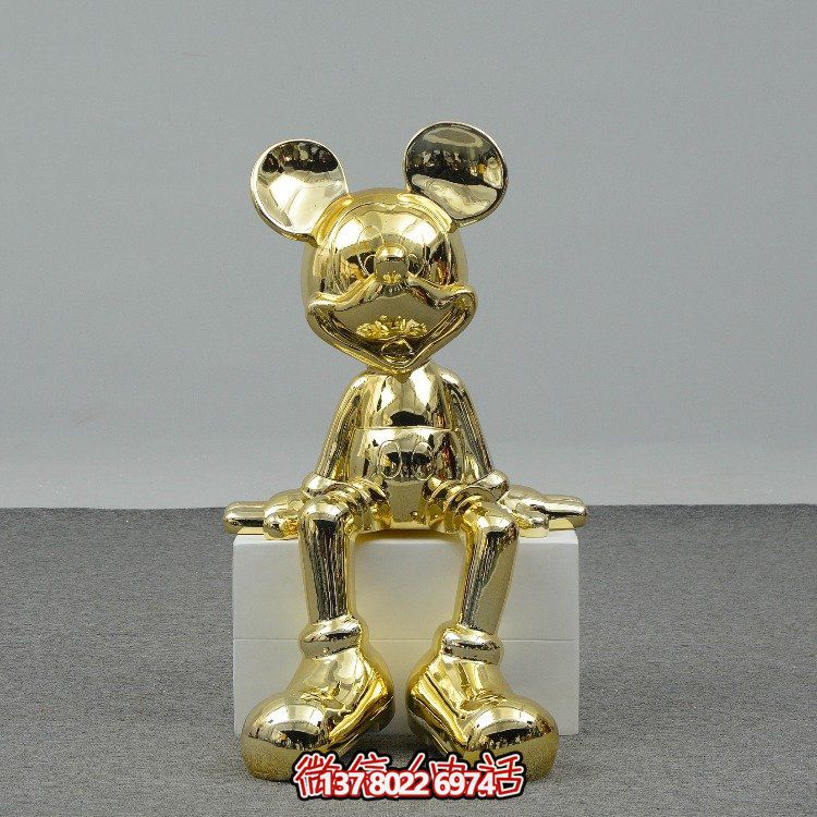 不銹鋼鏡面抽象動(dòng)物景觀(guān)米老鼠雕塑