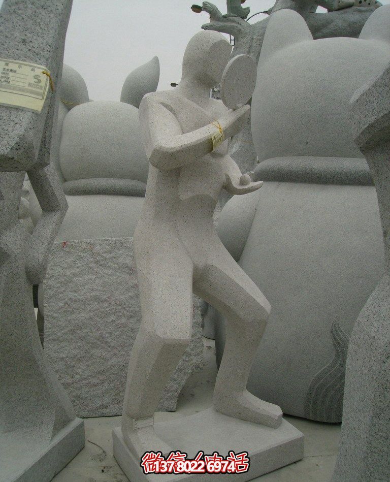 大理石抽象打乒乓球人物雕塑 大理石抽象打乒乓球人物雕塑