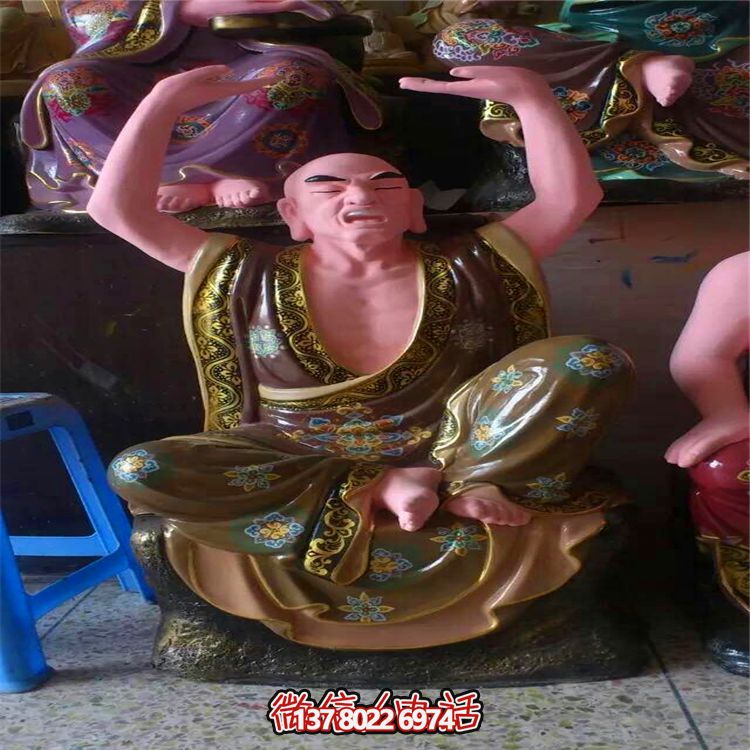樹(shù)脂彩繪戶(hù)外景區(qū)寺廟供奉佛像十八羅漢雕塑