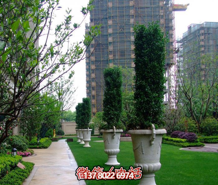 戶(hù)外景區(qū)大型石雕花盆雕塑