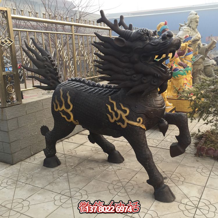 景區(qū)大型仿真動物景觀不銹鋼仿銅麒麟雕塑 景區(qū)大型仿真動物景觀不銹鋼仿銅麒麟雕塑