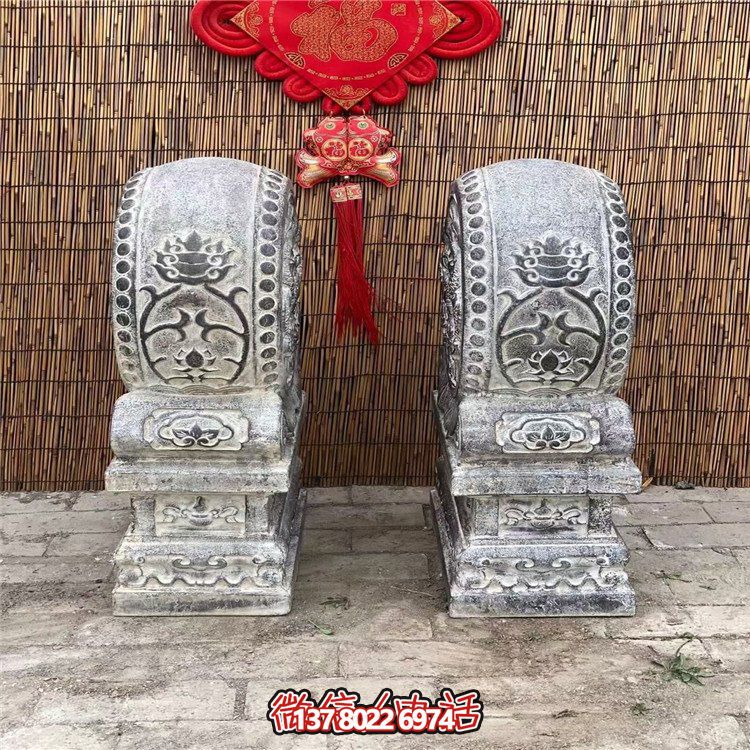 青石仿古抱鼓石，大理石古建大門門墩